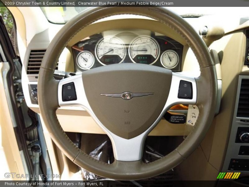 Clearwater Blue Pearl / Medium Pebble Beige/Cream 2009 Chrysler Town & Country Limited
