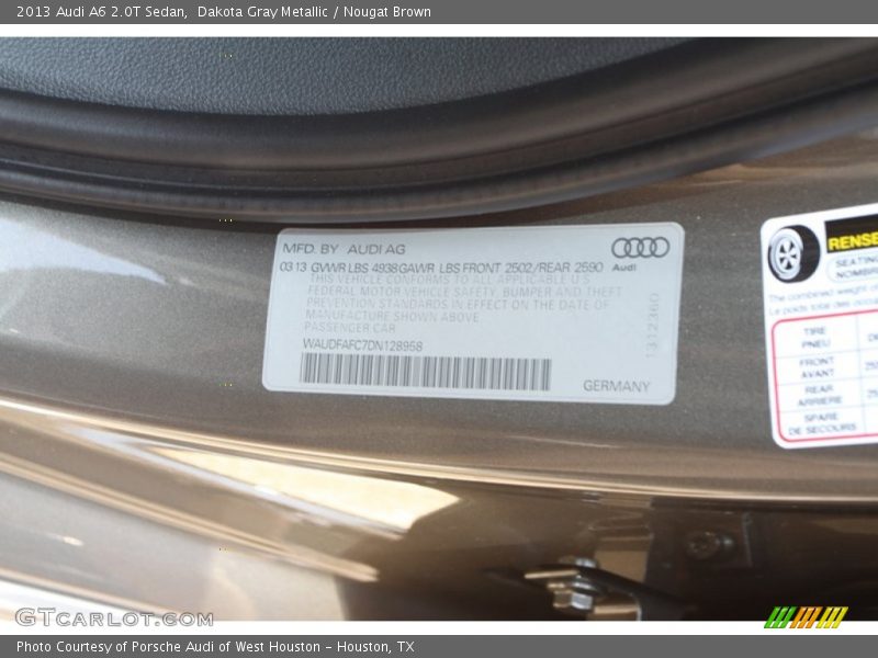Dakota Gray Metallic / Nougat Brown 2013 Audi A6 2.0T Sedan