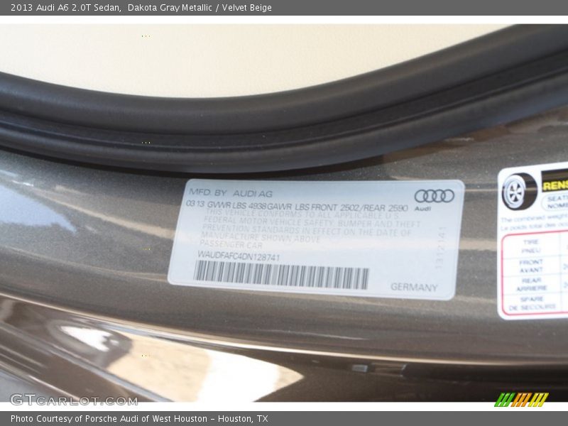 Dakota Gray Metallic / Velvet Beige 2013 Audi A6 2.0T Sedan