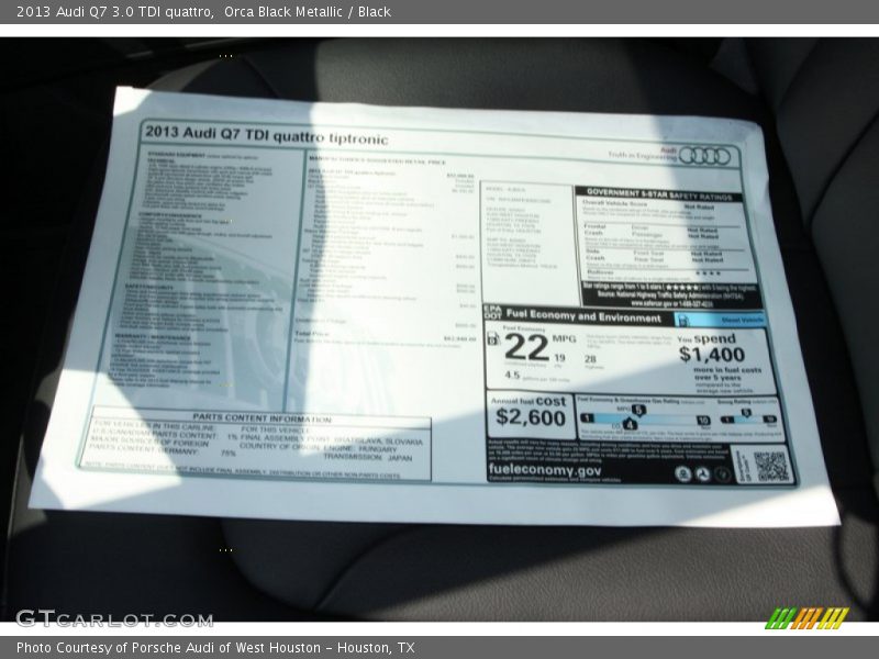 Orca Black Metallic / Black 2013 Audi Q7 3.0 TDI quattro