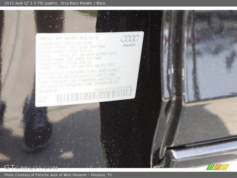 Orca Black Metallic / Black 2013 Audi Q7 3.0 TDI quattro