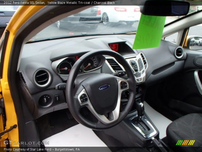 Yellow Blaze Metallic Tri-coat / Charcoal Black 2012 Ford Fiesta SEL Sedan