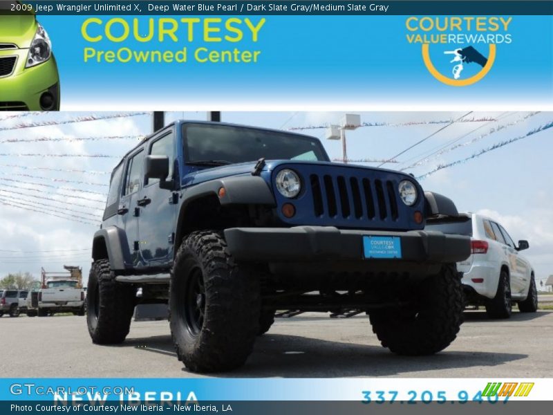 Deep Water Blue Pearl / Dark Slate Gray/Medium Slate Gray 2009 Jeep Wrangler Unlimited X