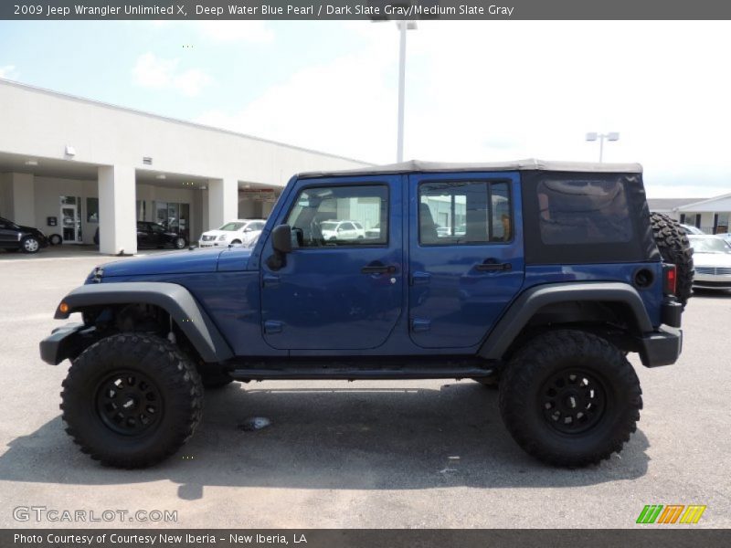Deep Water Blue Pearl / Dark Slate Gray/Medium Slate Gray 2009 Jeep Wrangler Unlimited X