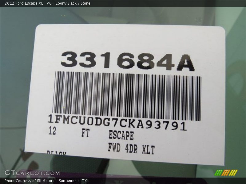 Ebony Black / Stone 2012 Ford Escape XLT V6