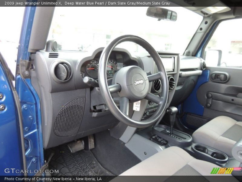 Deep Water Blue Pearl / Dark Slate Gray/Medium Slate Gray 2009 Jeep Wrangler Unlimited X
