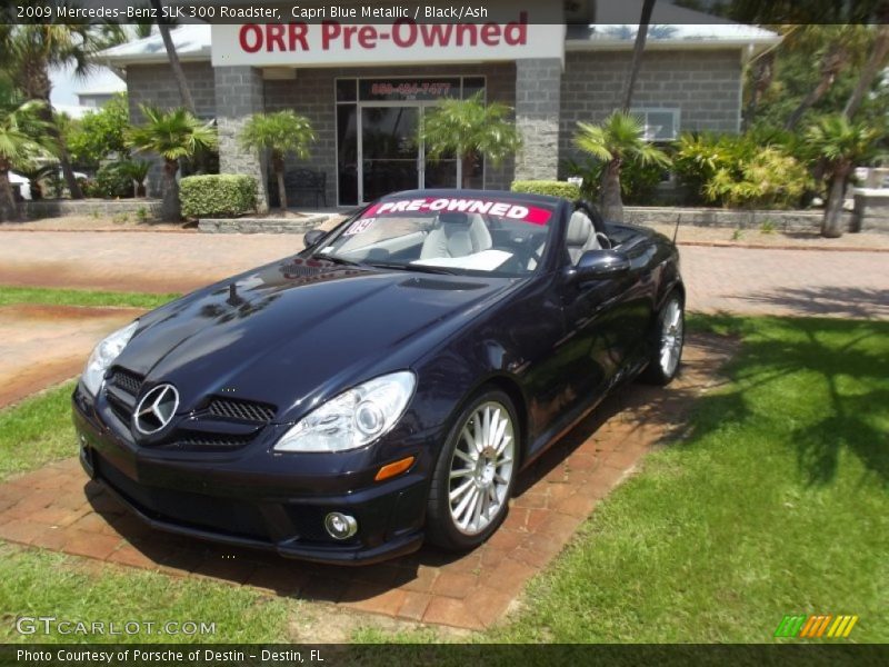 Capri Blue Metallic / Black/Ash 2009 Mercedes-Benz SLK 300 Roadster