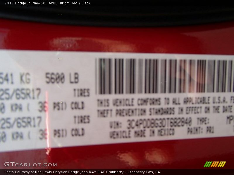 Bright Red / Black 2013 Dodge Journey SXT AWD
