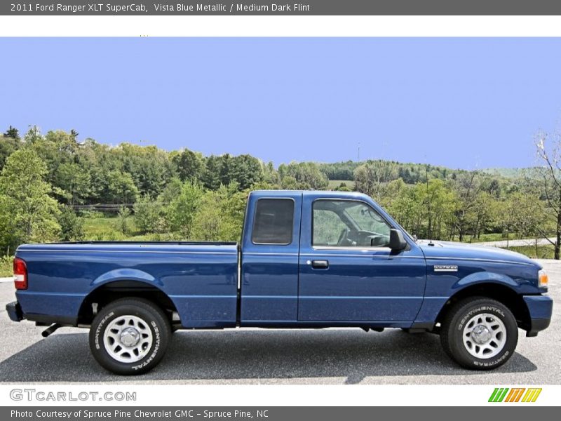 Vista Blue Metallic / Medium Dark Flint 2011 Ford Ranger XLT SuperCab