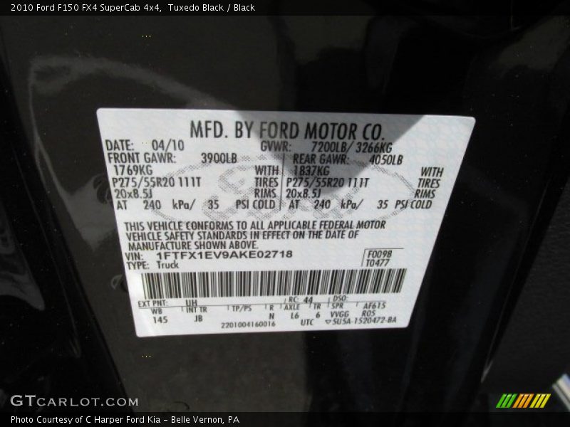 Tuxedo Black / Black 2010 Ford F150 FX4 SuperCab 4x4