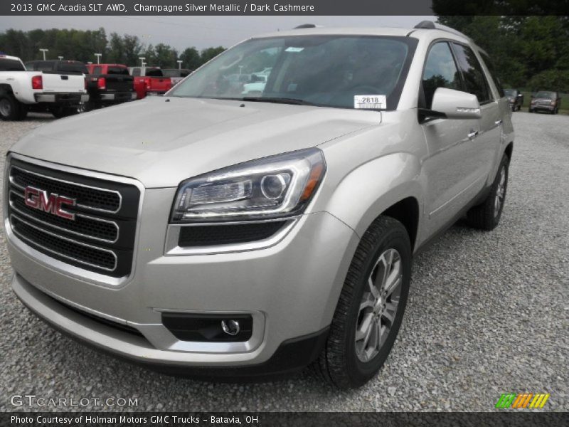 Champagne Silver Metallic / Dark Cashmere 2013 GMC Acadia SLT AWD