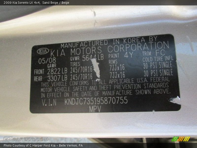 Sand Beige / Beige 2009 Kia Sorento LX 4x4