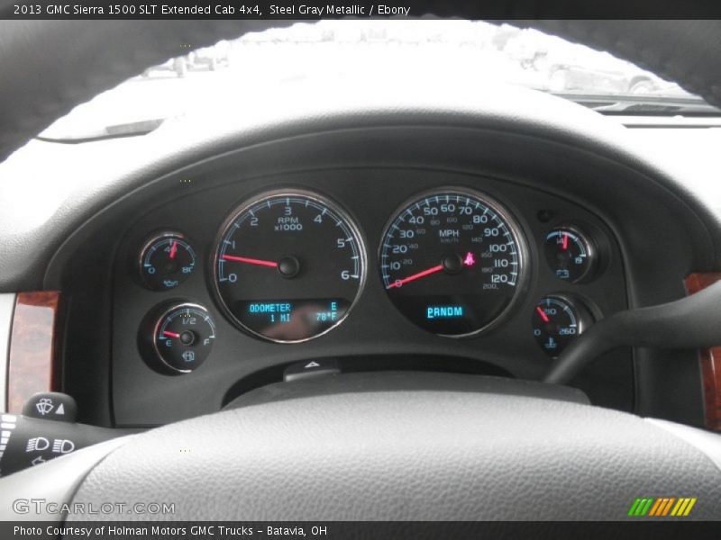 Steel Gray Metallic / Ebony 2013 GMC Sierra 1500 SLT Extended Cab 4x4