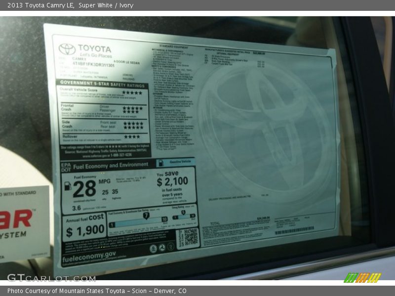 Super White / Ivory 2013 Toyota Camry LE