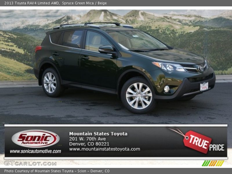 Spruce Green Mica / Beige 2013 Toyota RAV4 Limited AWD