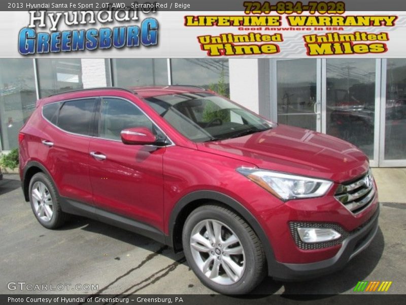 Serrano Red / Beige 2013 Hyundai Santa Fe Sport 2.0T AWD