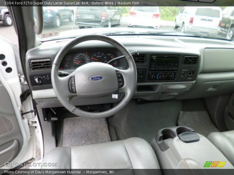 Oxford White / Medium Flint 2004 Ford F250 Super Duty Lariat SuperCab 4x4