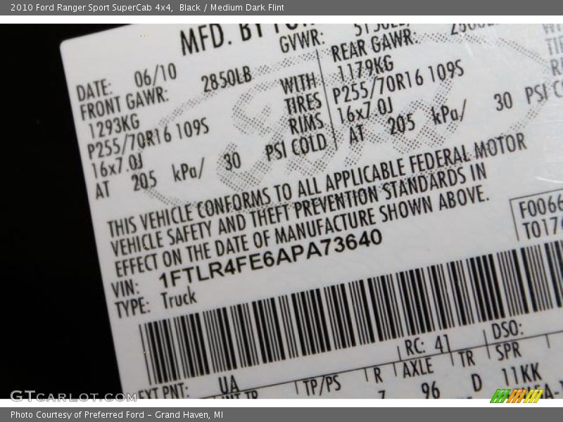 Black / Medium Dark Flint 2010 Ford Ranger Sport SuperCab 4x4