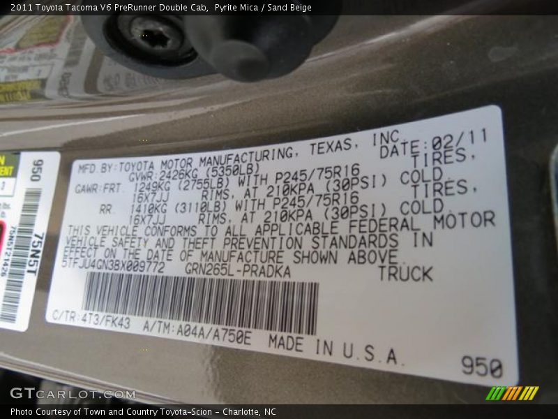Pyrite Mica / Sand Beige 2011 Toyota Tacoma V6 PreRunner Double Cab