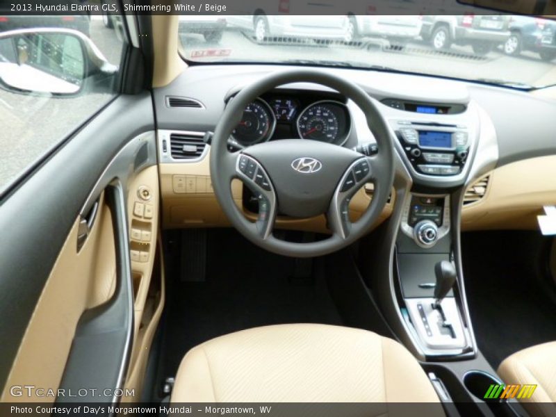 Shimmering White / Beige 2013 Hyundai Elantra GLS