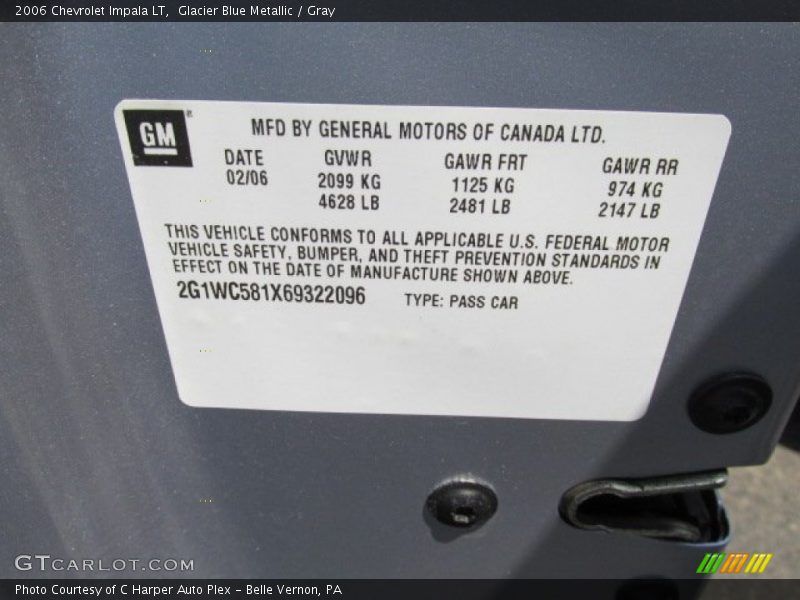 Glacier Blue Metallic / Gray 2006 Chevrolet Impala LT