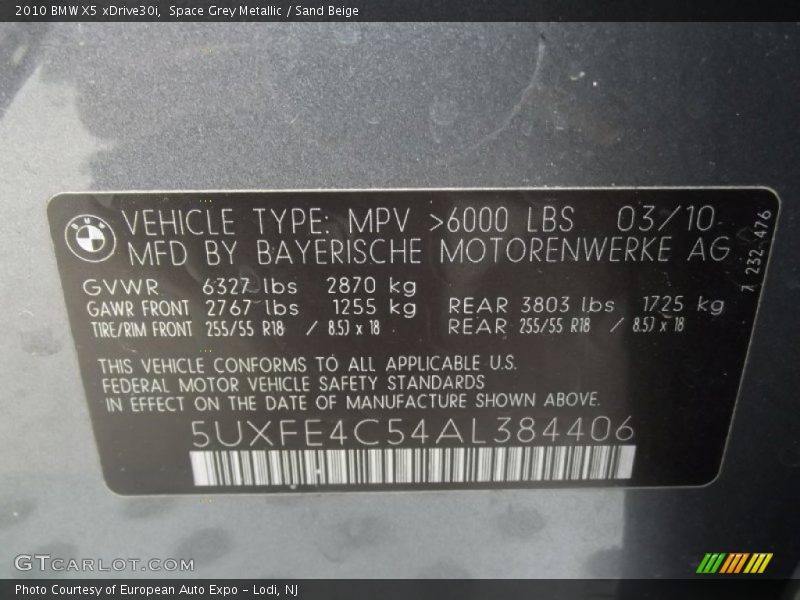 Space Grey Metallic / Sand Beige 2010 BMW X5 xDrive30i