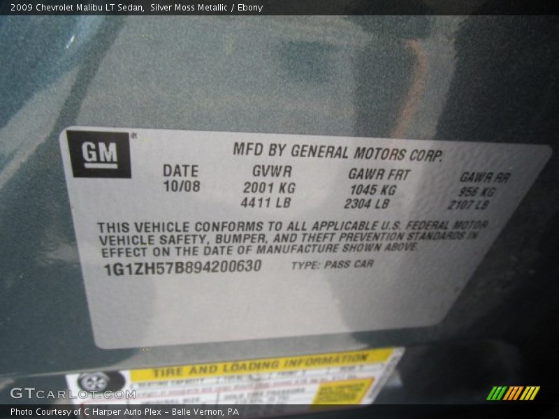 Silver Moss Metallic / Ebony 2009 Chevrolet Malibu LT Sedan