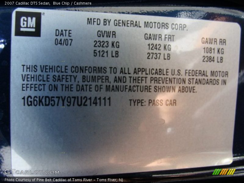 Blue Chip / Cashmere 2007 Cadillac DTS Sedan
