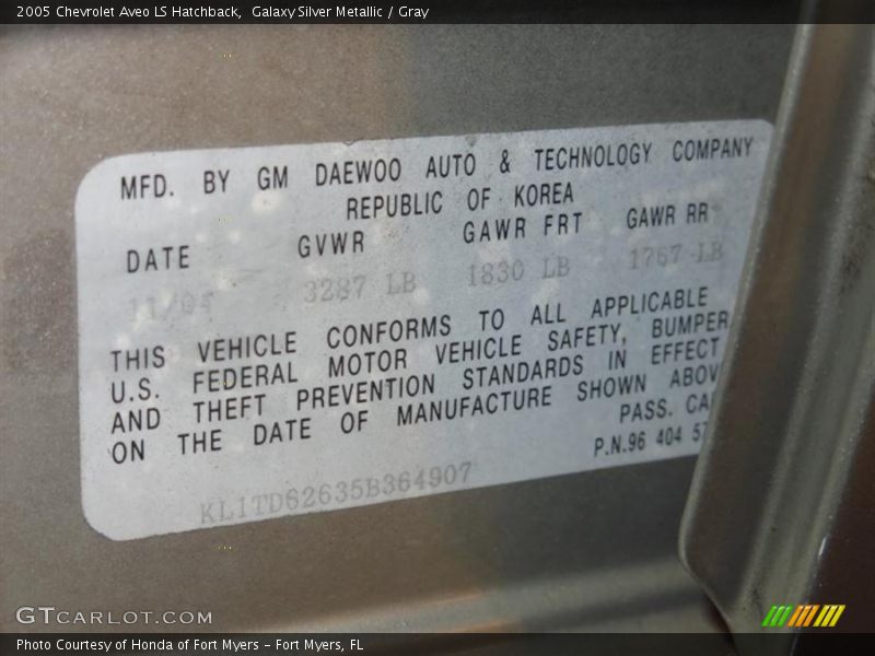 Galaxy Silver Metallic / Gray 2005 Chevrolet Aveo LS Hatchback