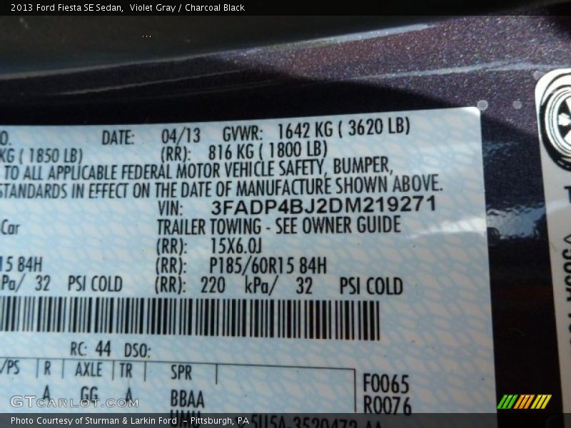 Violet Gray / Charcoal Black 2013 Ford Fiesta SE Sedan