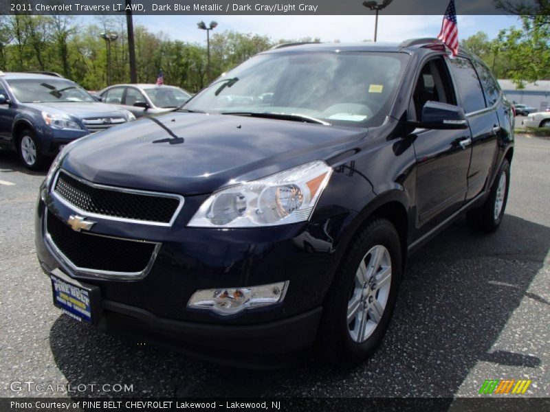 Dark Blue Metallic / Dark Gray/Light Gray 2011 Chevrolet Traverse LT AWD