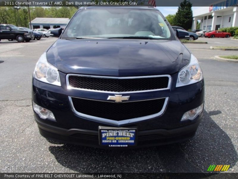 Dark Blue Metallic / Dark Gray/Light Gray 2011 Chevrolet Traverse LT AWD