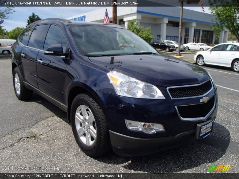 Dark Blue Metallic / Dark Gray/Light Gray 2011 Chevrolet Traverse LT AWD