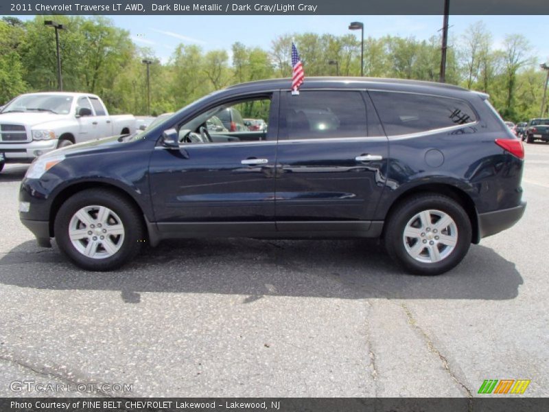 Dark Blue Metallic / Dark Gray/Light Gray 2011 Chevrolet Traverse LT AWD