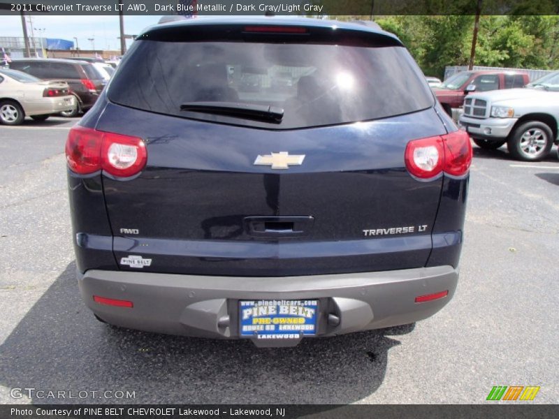 Dark Blue Metallic / Dark Gray/Light Gray 2011 Chevrolet Traverse LT AWD