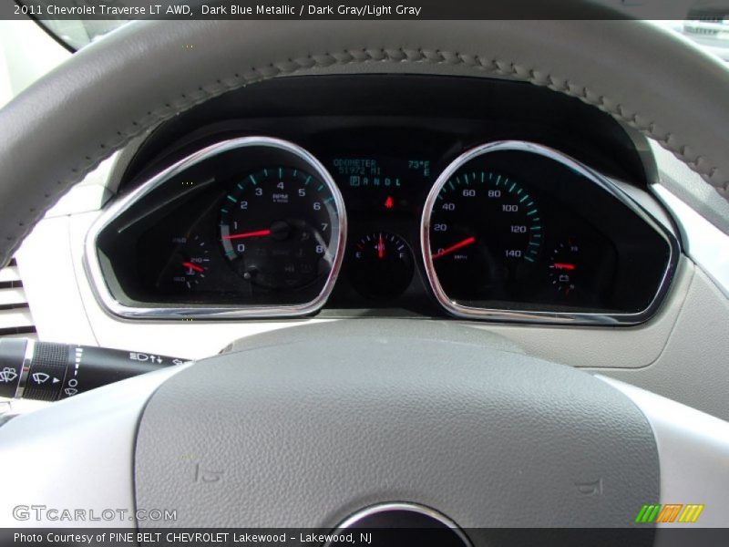 Dark Blue Metallic / Dark Gray/Light Gray 2011 Chevrolet Traverse LT AWD