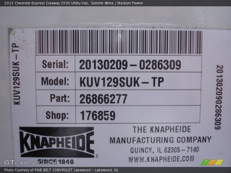 Summit White / Medium Pewter 2013 Chevrolet Express Cutaway 3500 Utility Van