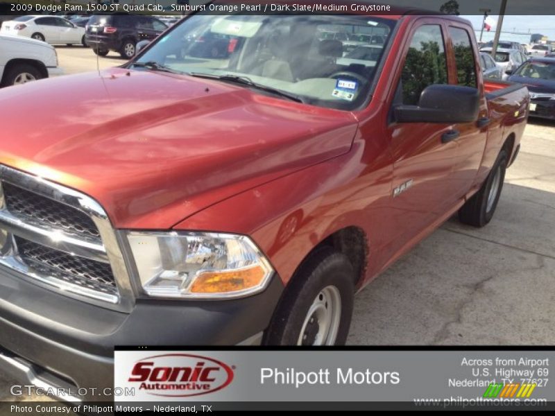 Sunburst Orange Pearl / Dark Slate/Medium Graystone 2009 Dodge Ram 1500 ST Quad Cab