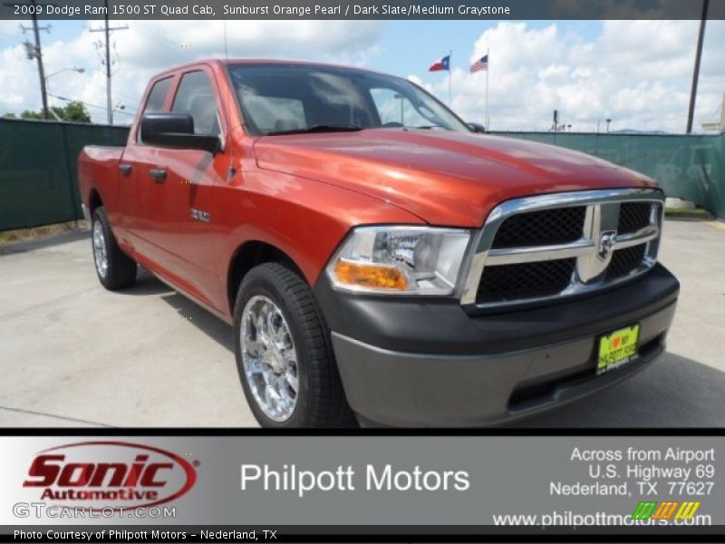 Sunburst Orange Pearl / Dark Slate/Medium Graystone 2009 Dodge Ram 1500 ST Quad Cab