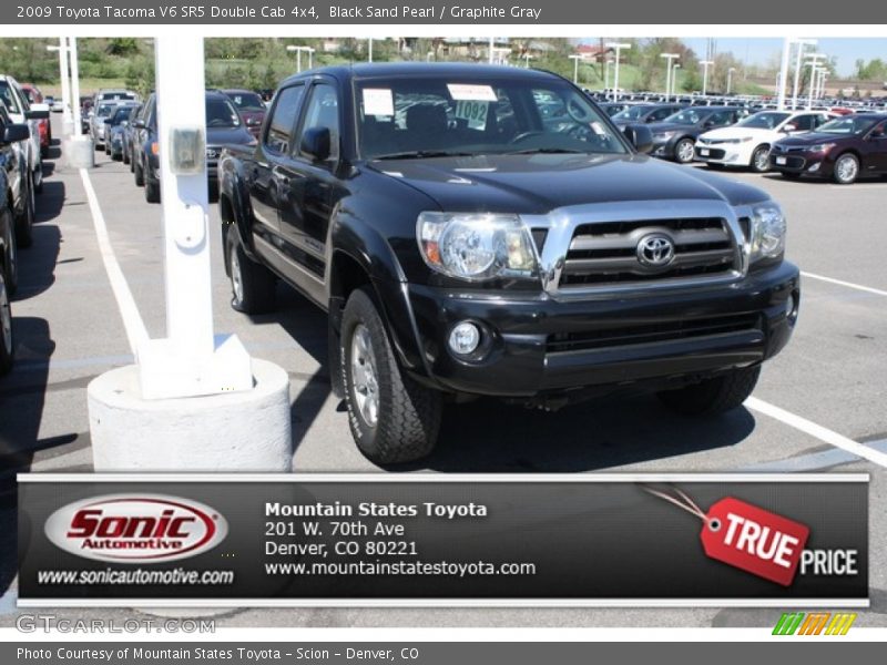 Black Sand Pearl / Graphite Gray 2009 Toyota Tacoma V6 SR5 Double Cab 4x4
