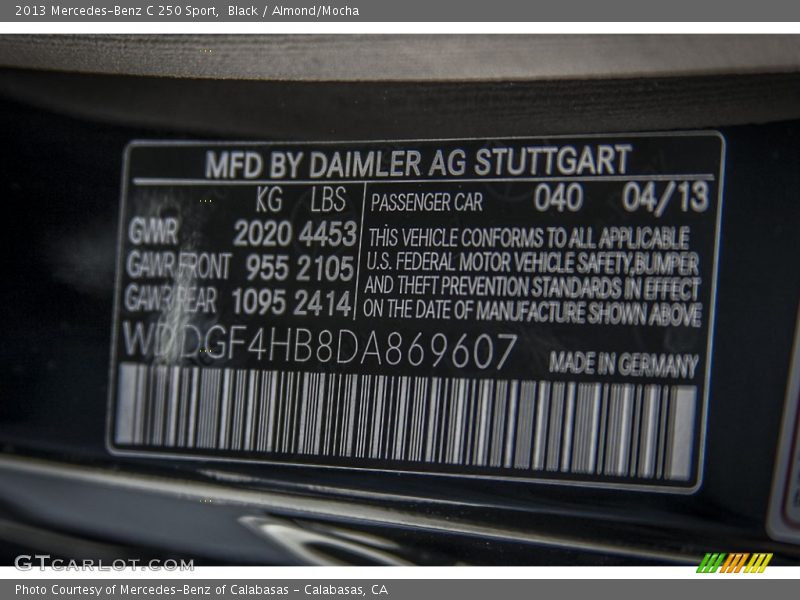Black / Almond/Mocha 2013 Mercedes-Benz C 250 Sport