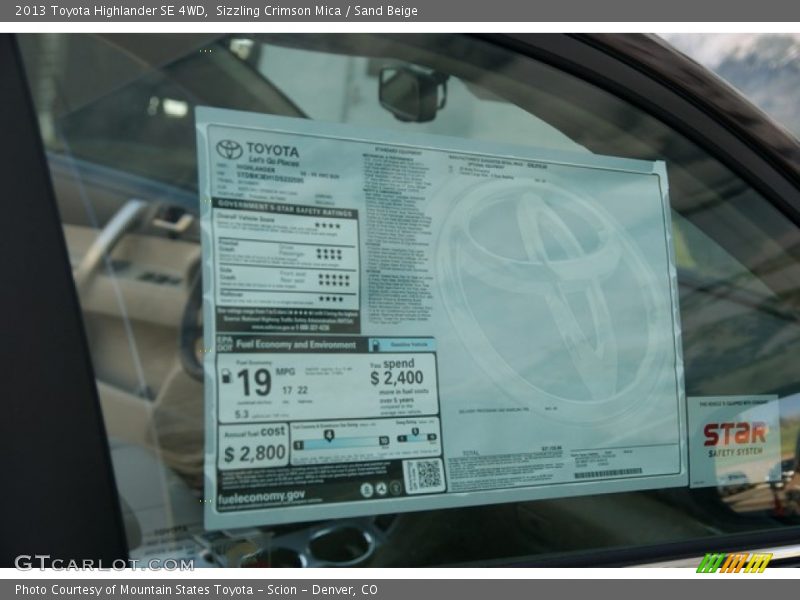 Sizzling Crimson Mica / Sand Beige 2013 Toyota Highlander SE 4WD