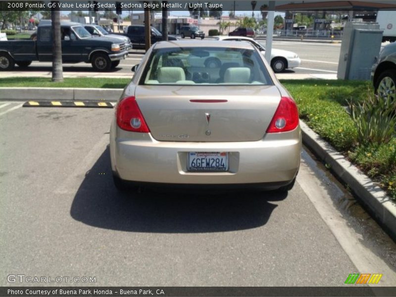 Sedona Beige Metallic / Light Taupe 2008 Pontiac G6 Value Leader Sedan
