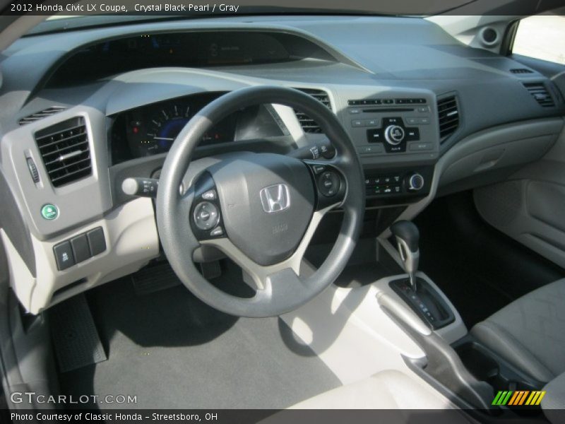 Crystal Black Pearl / Gray 2012 Honda Civic LX Coupe