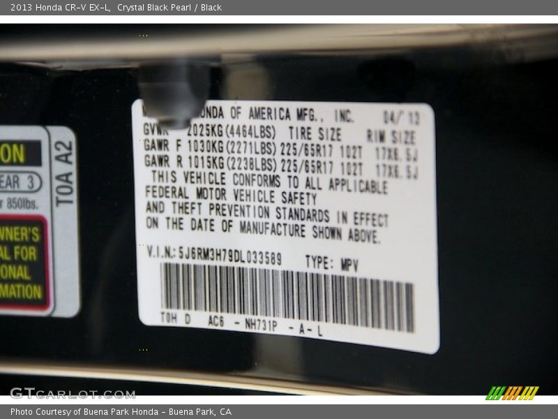 Crystal Black Pearl / Black 2013 Honda CR-V EX-L