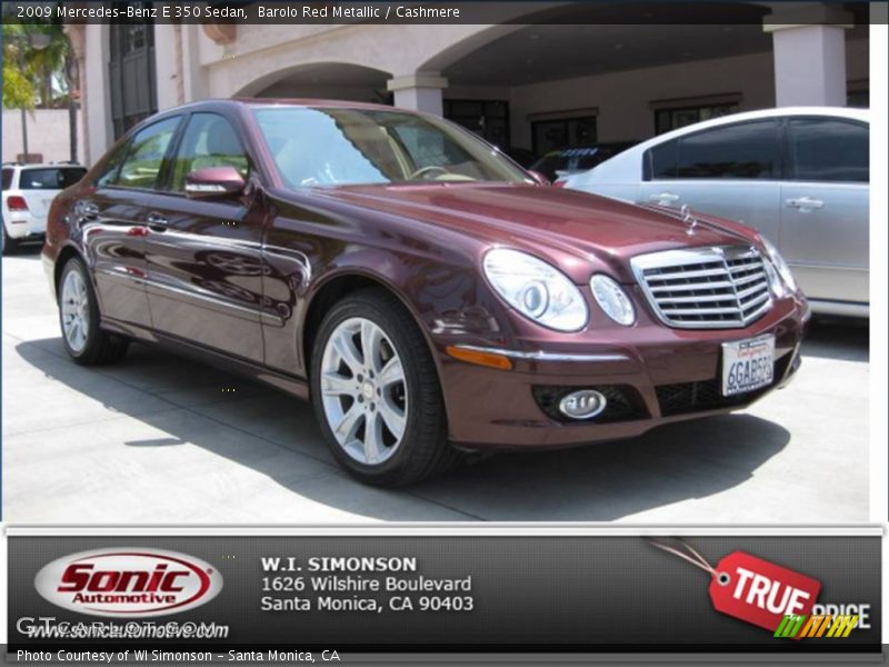 Barolo Red Metallic / Cashmere 2009 Mercedes-Benz E 350 Sedan
