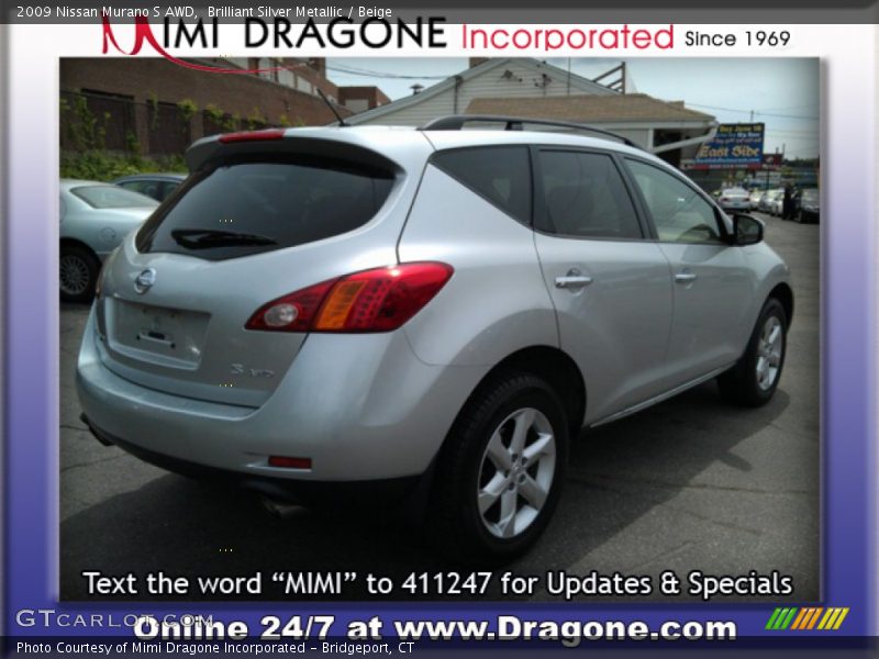 Brilliant Silver Metallic / Beige 2009 Nissan Murano S AWD