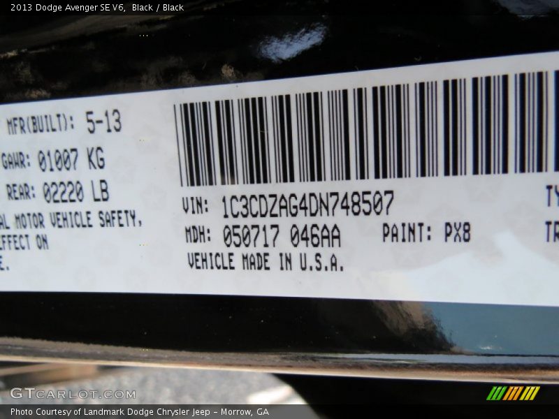 Black / Black 2013 Dodge Avenger SE V6