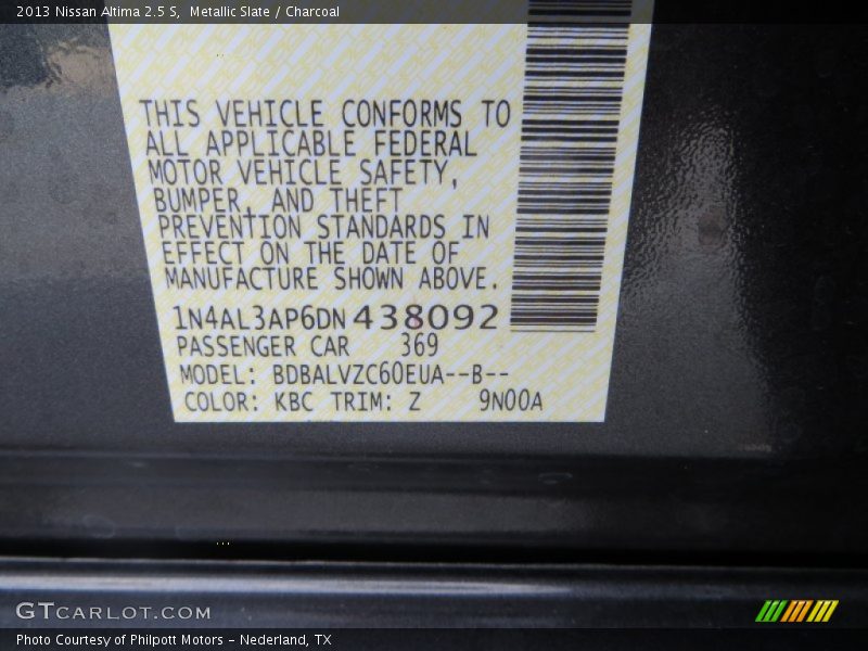 Metallic Slate / Charcoal 2013 Nissan Altima 2.5 S