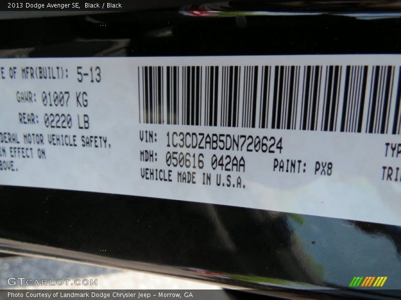 Black / Black 2013 Dodge Avenger SE